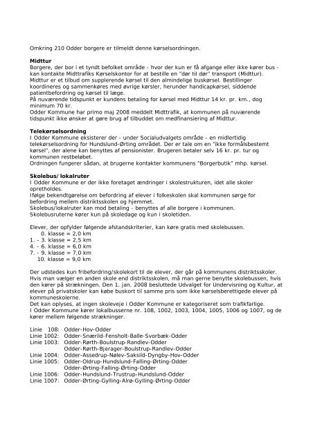 TRAFIKPLAN FOR OddER KOMMUNE - Midttrafik