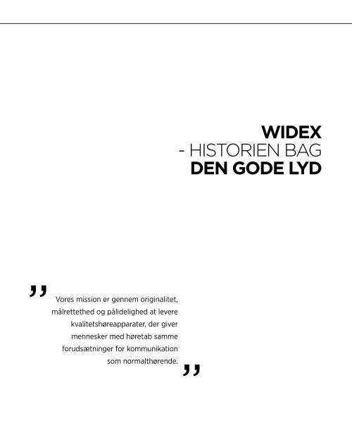 WIDEX - historien bag DEn goDE lyD