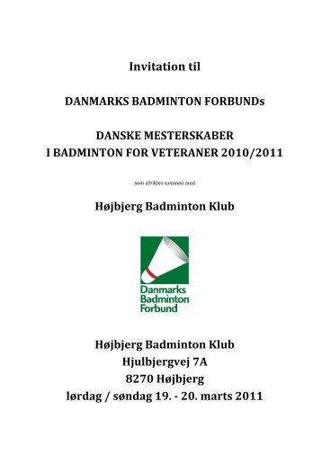DM individuelt 2011 Invitation Højbjerg - Farum Badminton