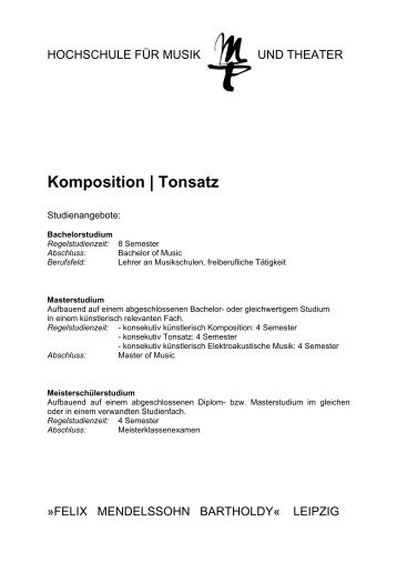 Komposition | Tonsatz - Hochschule für Musik und Theater Leipzig