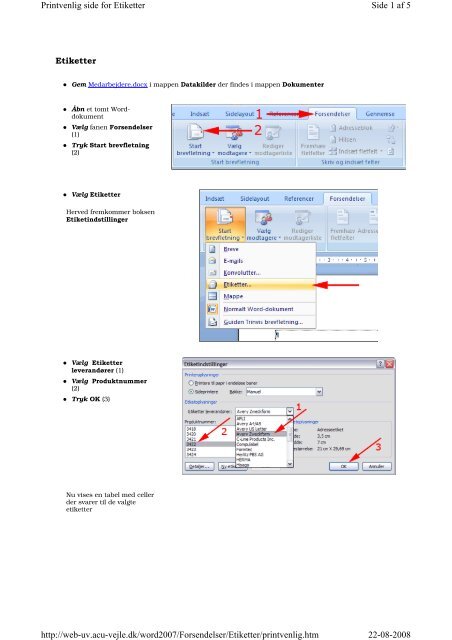 Disposition for kursus i Word 2007