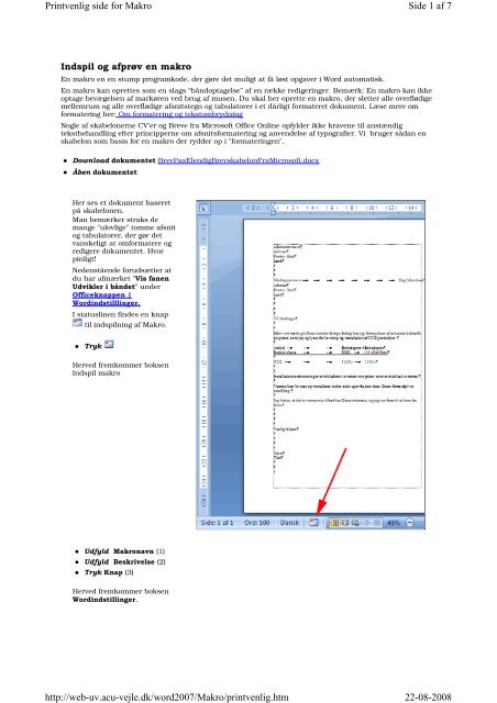 Disposition for kursus i Word 2007