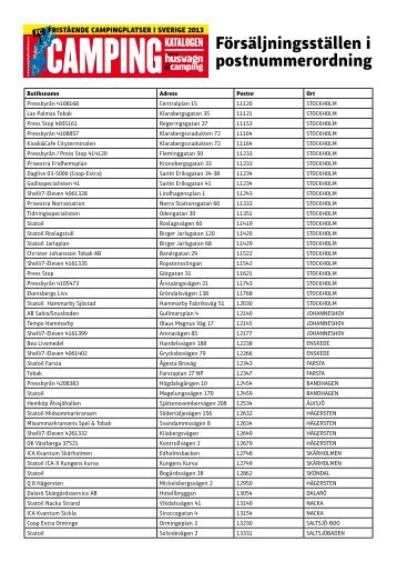 Lista med försäljningsställen i postnummerordning (pdf) - Allt om ...