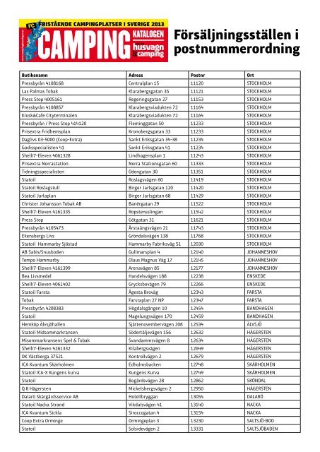 Lista med försäljningsställen i postnummerordning (pdf) - Allt om ...