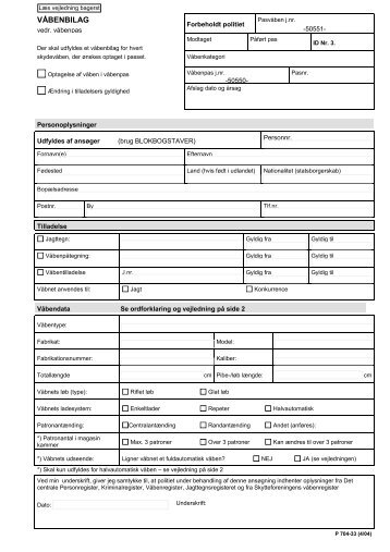 Våbenbilag vedr. våbenpas - Politi