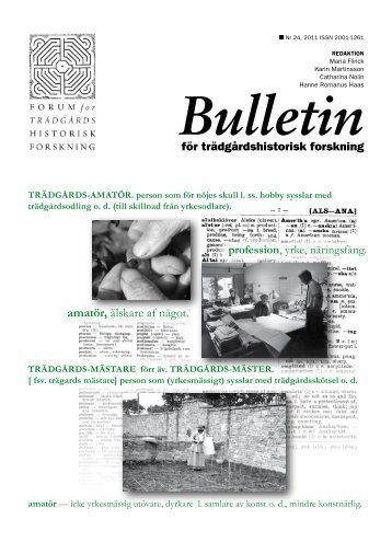 Bulletin - Forum för trädgårdshistorisk forskning