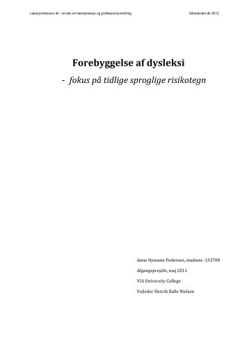 Forebyggelse af dysleksi - Folkeskolen