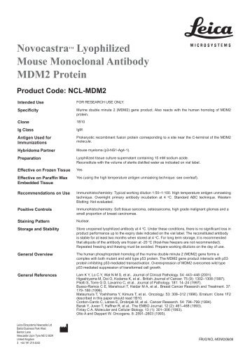 Novocastratm Lyophilized Mouse Monoclonal Antibody MDM2 ...