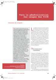 Vers la généralisation des usages des TICE - Ministère de l ...