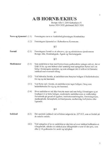 Andelsforeningen - Vedtægter - Bolig Eksklusiv