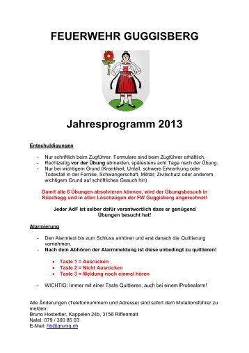 Jahresprogramm 2013 - Gemeinde Guggisberg