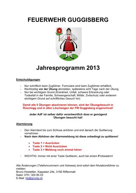 Jahresprogramm 2013 - Gemeinde Guggisberg