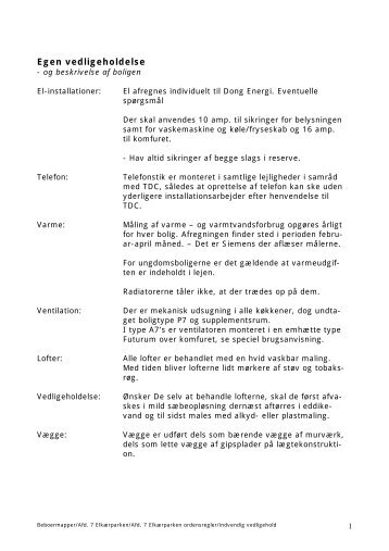 Egen vedligeholdelse - Greve Boligselskab