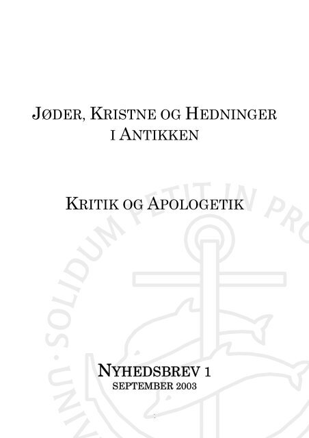 Nyhedsbrev 1, september 2003 - PDF - Aarhus Universitet