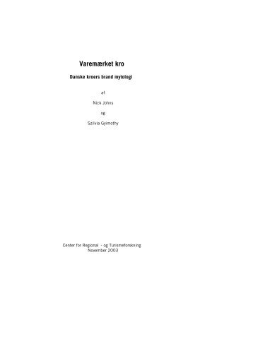 Varemærket kro - CRT - Center for Regional- og Turismeforskning