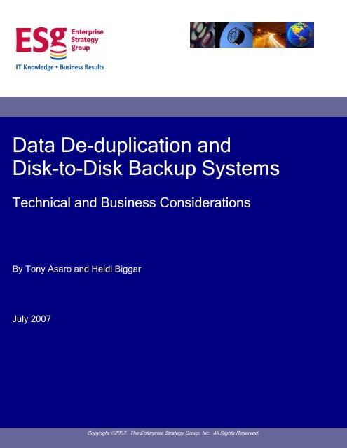 Data De-duplication and Disk-to-Disk Backup Systems