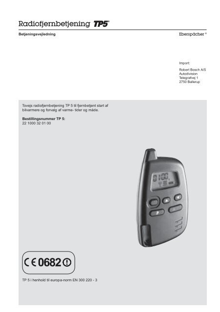 Fjernbetjening Tp5 - HV-Elektro