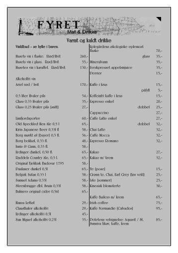 Varmt og kaldt drikke - Fyret Mat og Drikke