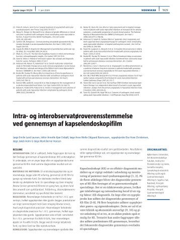 Intra- og interobservatøroverensstemmelse ved gennemsyn af ...