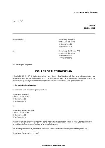 FÆLLES SPALTNINGSPLAN - Svendborg Kommune - PolitikerWeb
