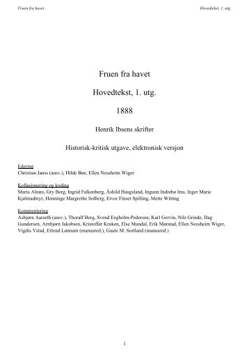 Fruen fra havet Hovedtekst, 1. utg. 1888 - Henrik Ibsens skrifter