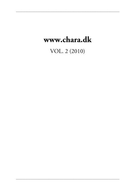 VOL 2 Indholdsfortegnelse - Chara - Tidsskrift for kreativitet ...