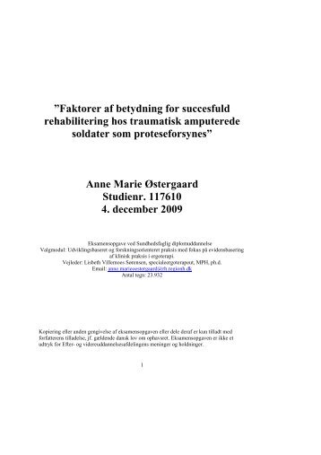 [pdf] Faktorer af betydning for succesfuld rehabilitering hos