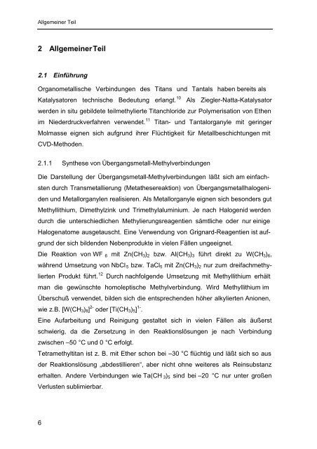 Homoleptische Methylverbindungen von Elementen der 4. und 5 ...