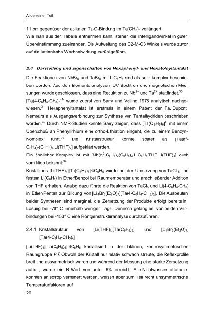 Homoleptische Methylverbindungen von Elementen der 4. und 5 ...