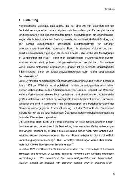 Homoleptische Methylverbindungen von Elementen der 4. und 5 ...