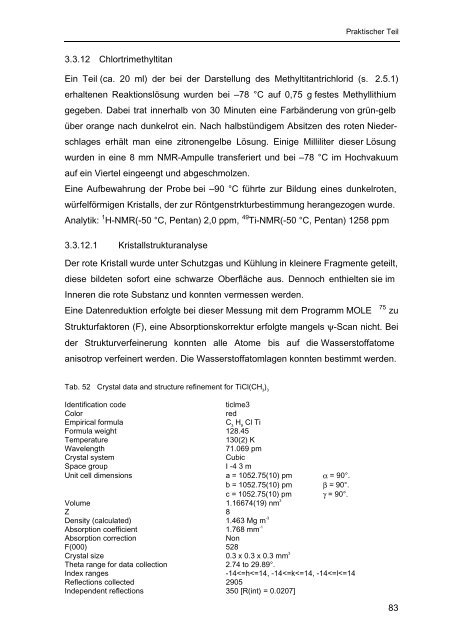 Homoleptische Methylverbindungen von Elementen der 4. und 5 ...