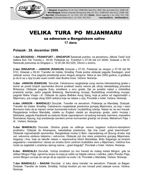 VELIKA TURA PO MIJANMARU 28.DEC 2009 - Kontiki