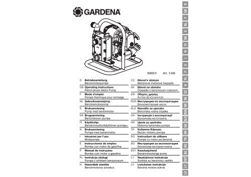 Návod k použití motorového čerpadla Gardena 9000/3 Classic