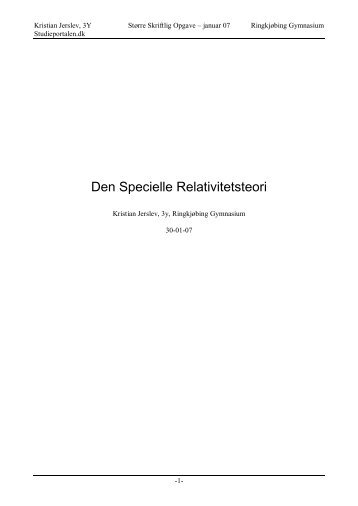 Den Specielle Relativitetsteori