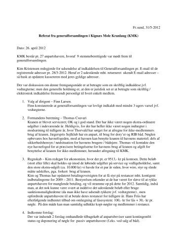 Fr.sund, 31/5-2012 Referat fra generalforsamlingen i ... - Kignæs havn