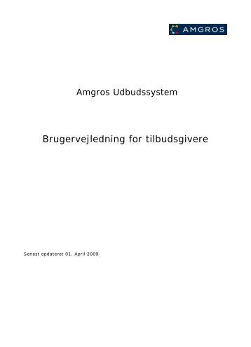 Brugervejledning for tilbudsgivere - Forside - Amgros