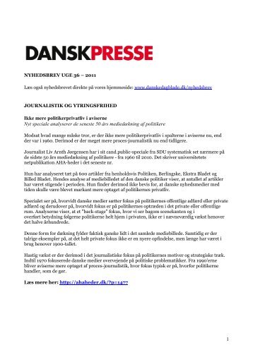 Nyhedsbrevet Dansk Presse uge 36 - Danske Dagblades Forening
