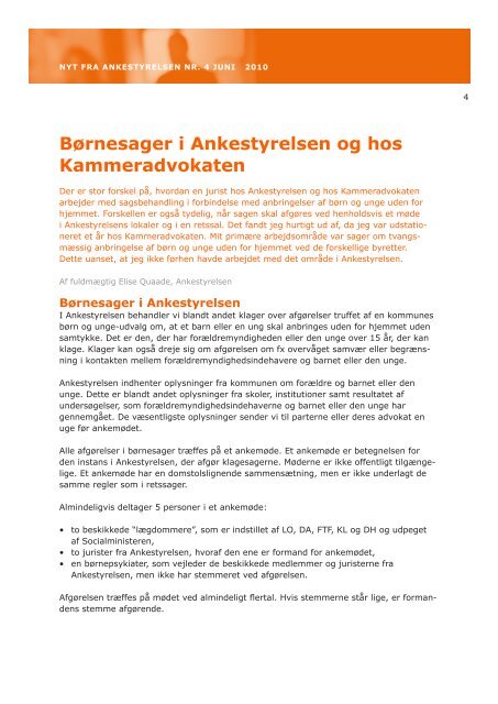 Nyt fra Ankestyrelsen nr. 4 juni 2010