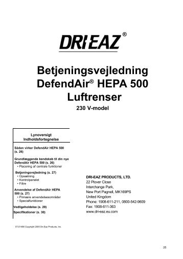 DriEaz HEPA500 DK.pdf - Munters A/S