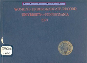 Record of the College for Women, 1921, University of Pennsylvania ...