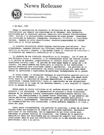 Ir[ews Release - National Democratic Institute