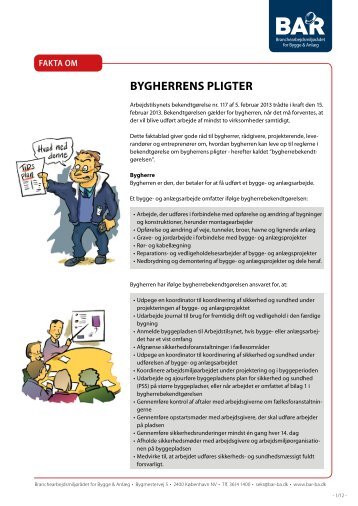 Hent Bygherrens pligter - BAR Bygge & Anlæg