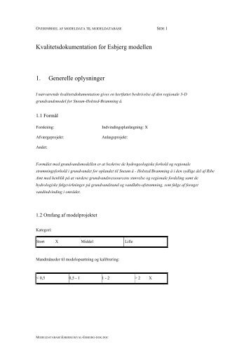 Kvalitetsdokument Esbjerg - National Vandressource Model