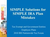 SIMPLE Solutions for SIMPLE IRA Plan Mistakes - Internal Revenue ...