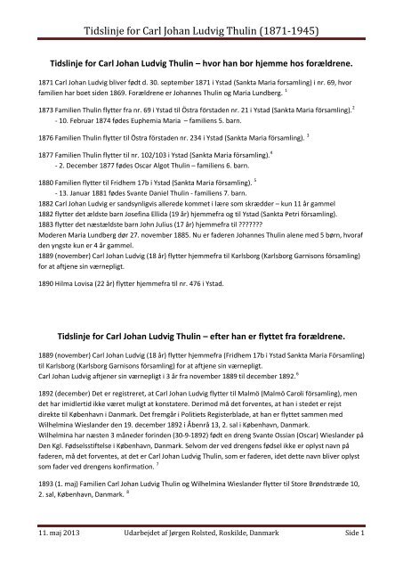 Tidslinje for Carl Johan Ludvig Thulin - Tonni & Jørgen Rolsted