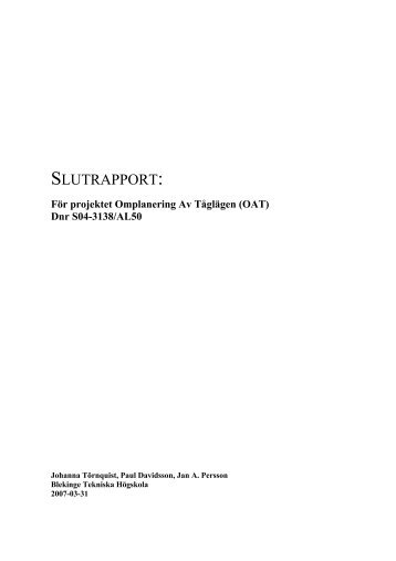 OAT Slutrapport - Blekinge Tekniska Högskola