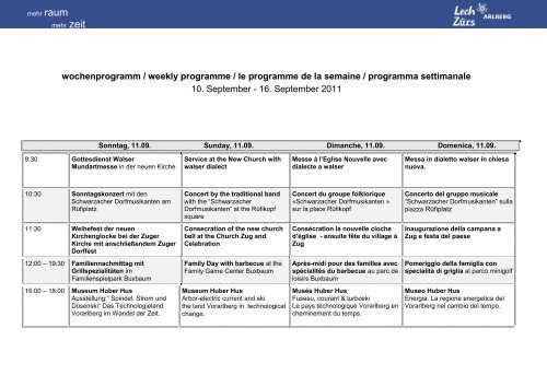 wochenprogramm / weekly programme / le programme ... - Lech-Zürs