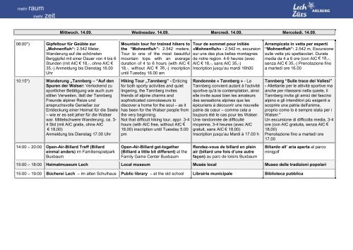 wochenprogramm / weekly programme / le programme ... - Lech-Zürs