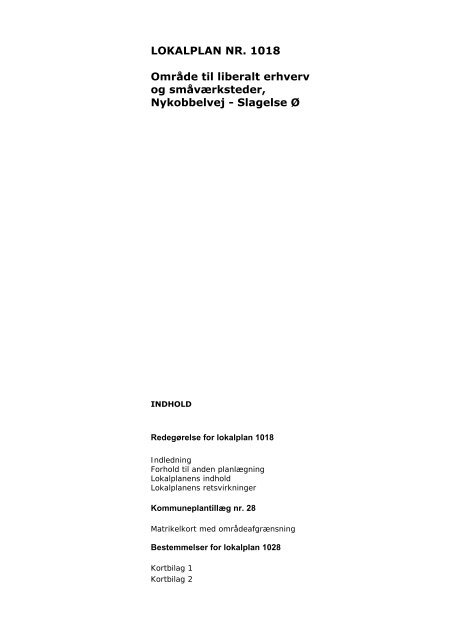 Forslag til lokalplan - Slagelse Kommune