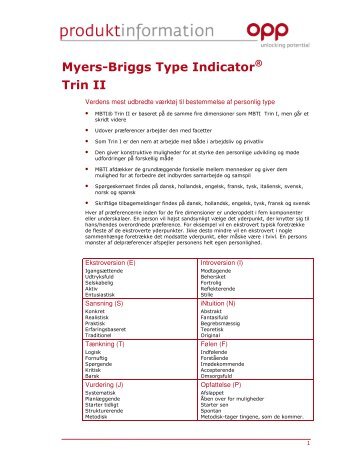 MBTI Trin II Produktinformation - OPP - Eu.com